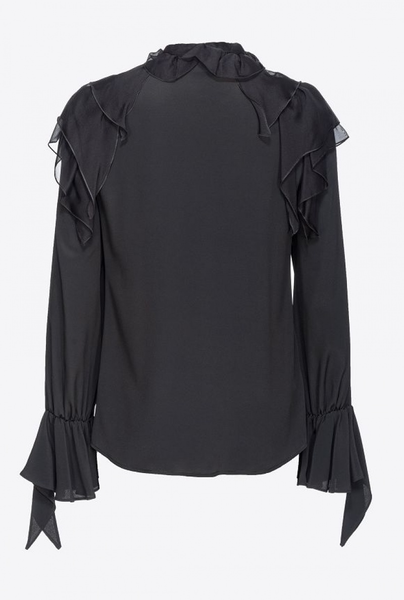 Pinko Ruffled Shirt Černé | SN-PKO33181
