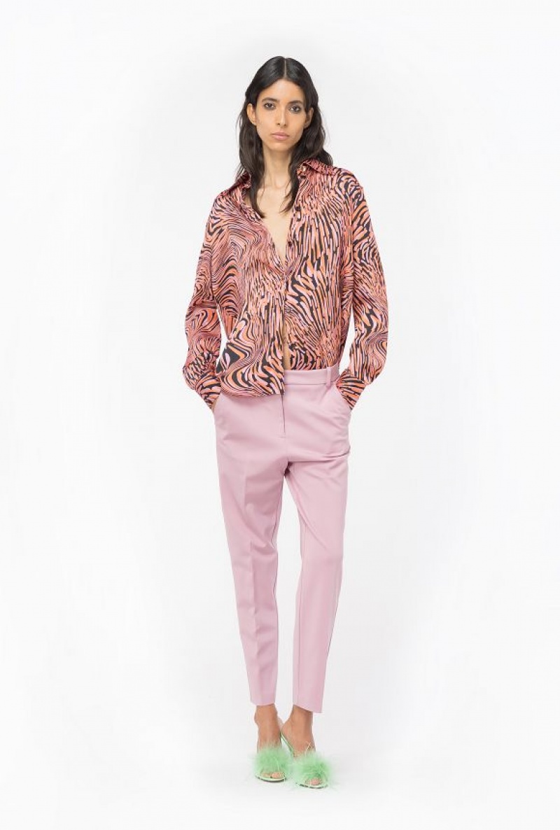 Pinko Satin Shirt With Distorted Print Černé Růžové Oranžové | SN-PKO33137