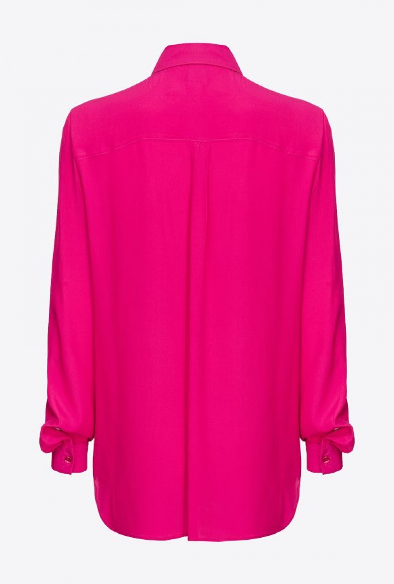 Pinko Silk-blend Shirt With Breast Pocket Růžové | SN-PKO33146