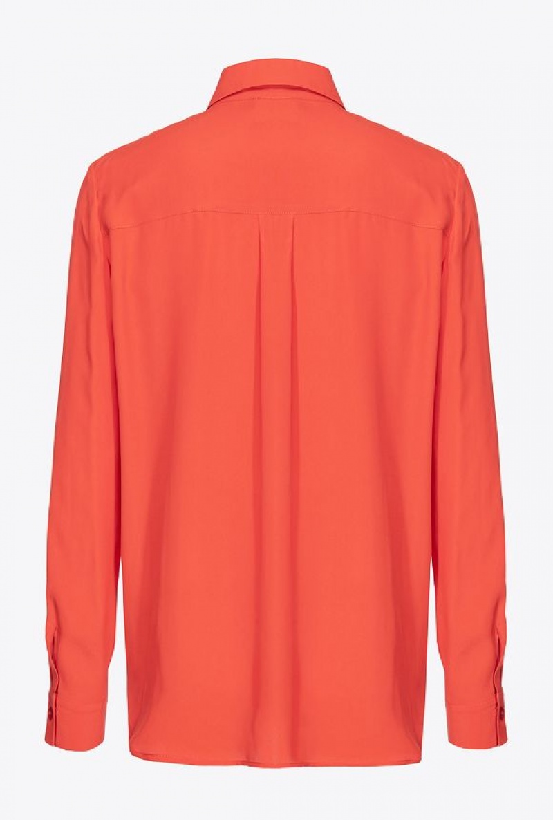 Pinko Silk-blend Shirt With Breast Pocket Oranžové | SN-PKO33166
