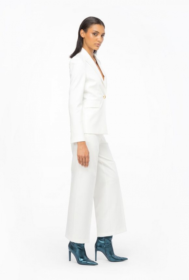 Pinko Single-breasted Fabric-stitch Blazer Bílé | SN-PKO33931