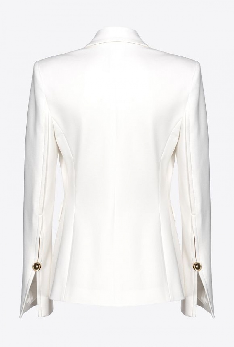 Pinko Single-breasted Fabric-stitch Blazer Bílé | SN-PKO33931