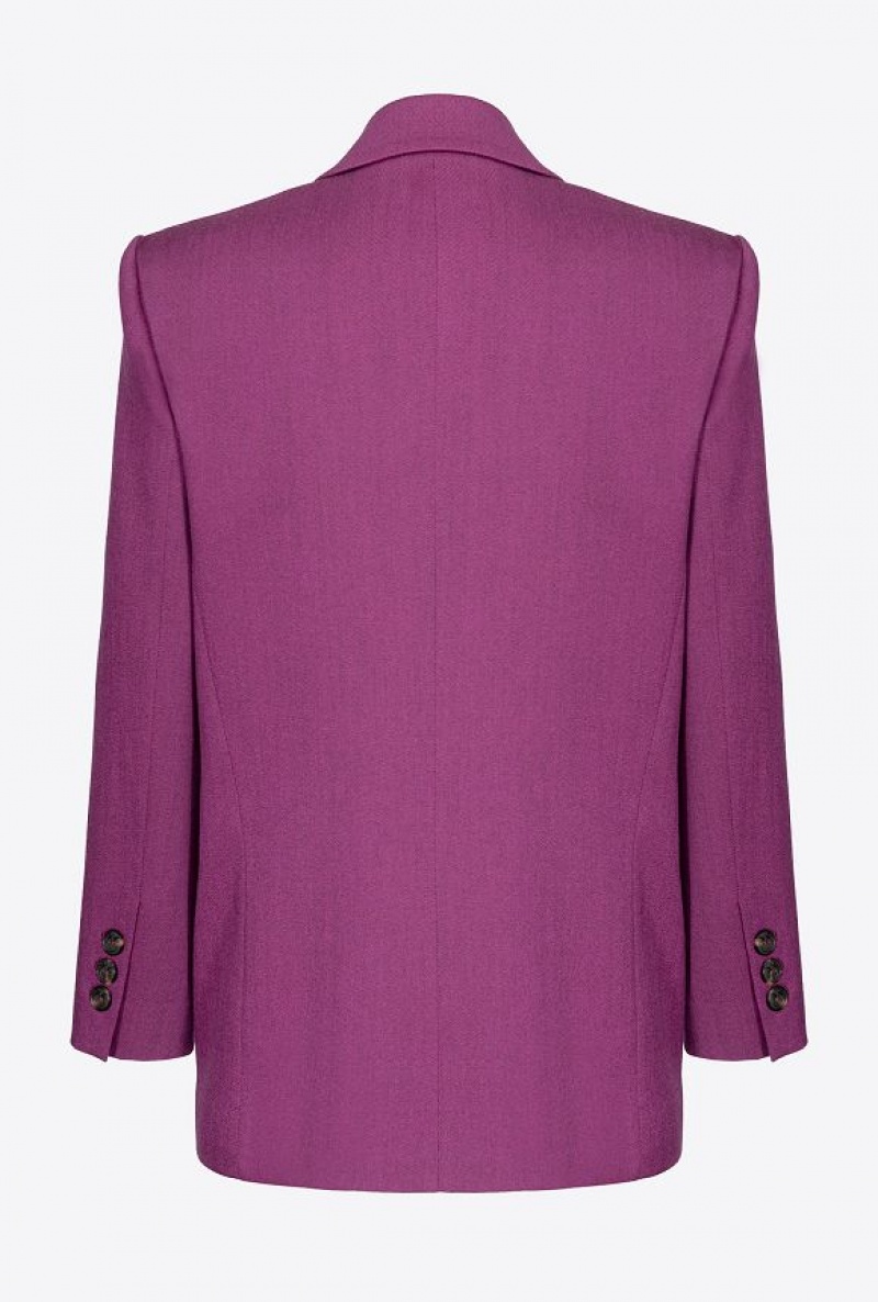 Pinko Single-breasted Vlna-blend Flannel Blazer Tmavě Fialové | SN-PKO33913