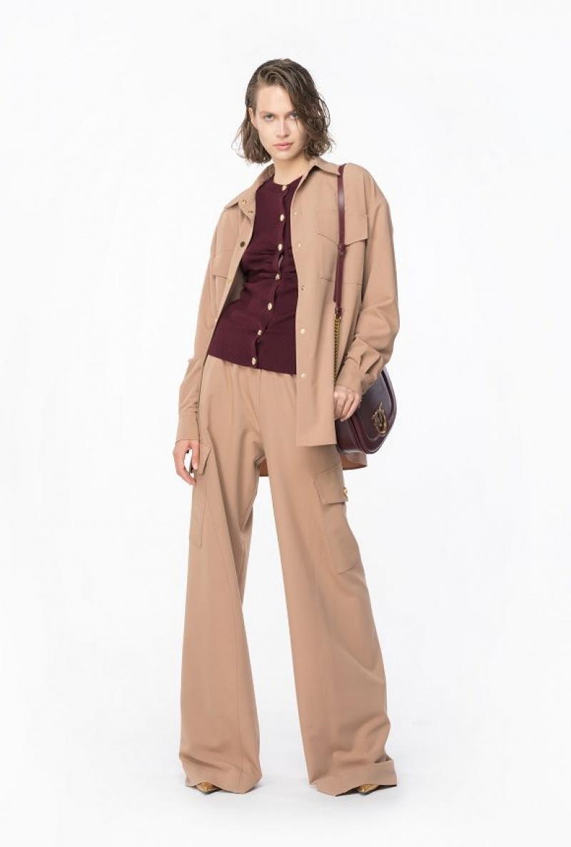 Pinko Slim-fit Žebrovaný Cardigan Vínové | SN-PKO33900