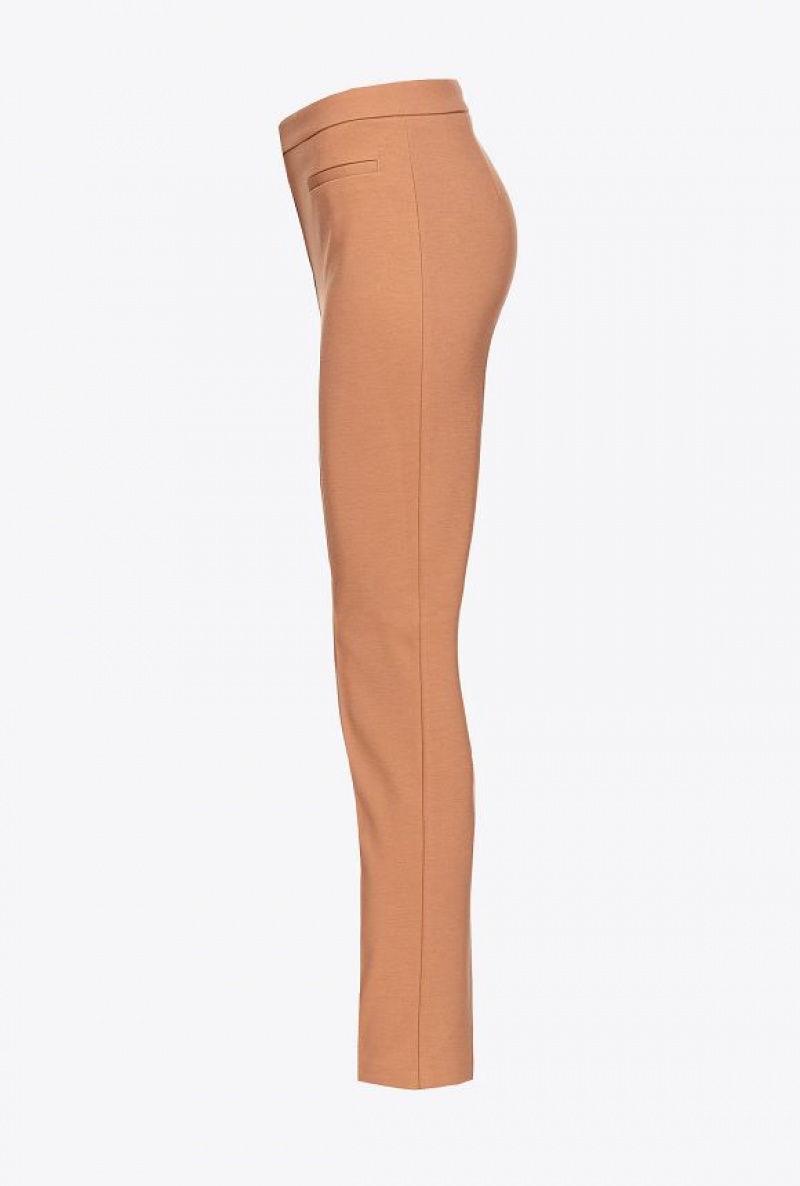 Pinko Slim-fitting Technical Fabric Trousers Béžový | SN-PKO33700