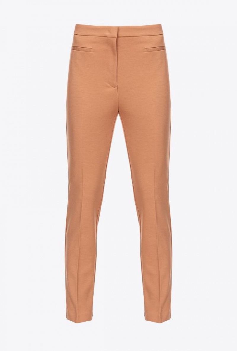 Pinko Slim-fitting Technical Fabric Trousers Béžový | SN-PKO33700