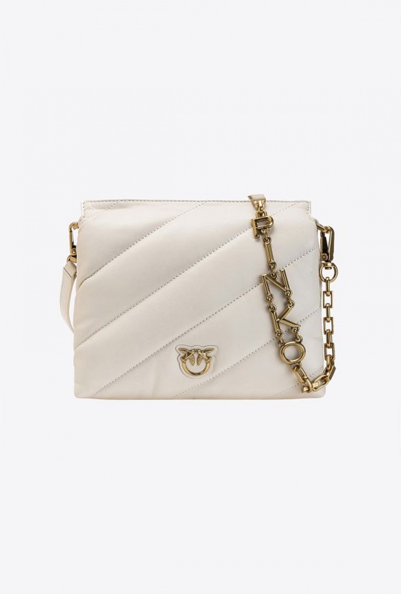 Pinko Small Twins Bag Maxi Quilt Bílé Bílé Zlaté | SN-PKO32394