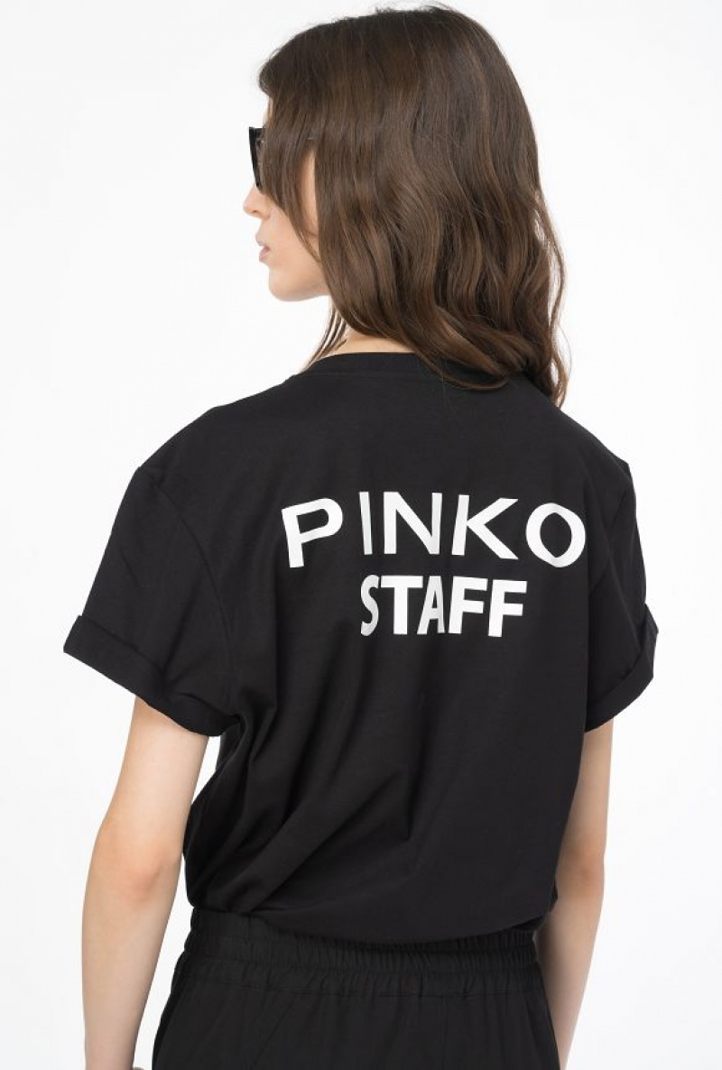 Pinko Staff T-shirt Černé Bílé | SN-PKO33378