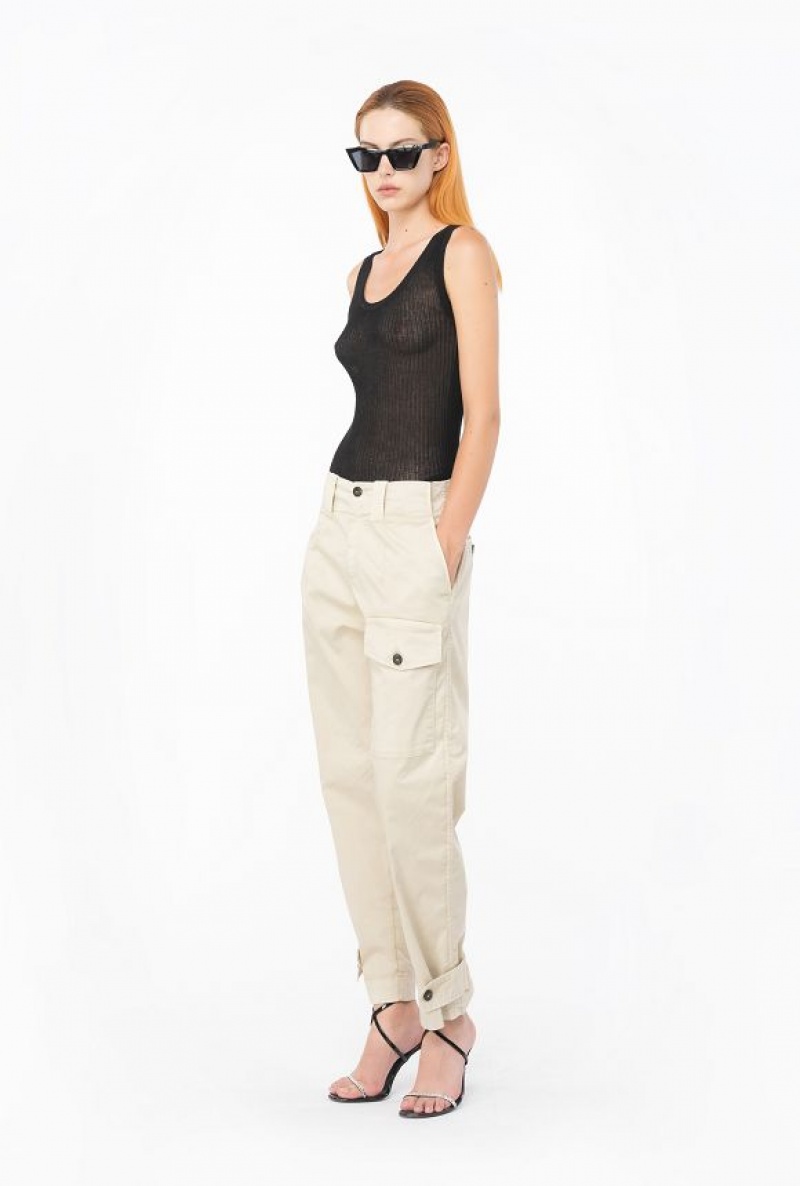 Pinko Stretch Bavlněné Cargo Trousers Béžový Šedé | SN-PKO33794