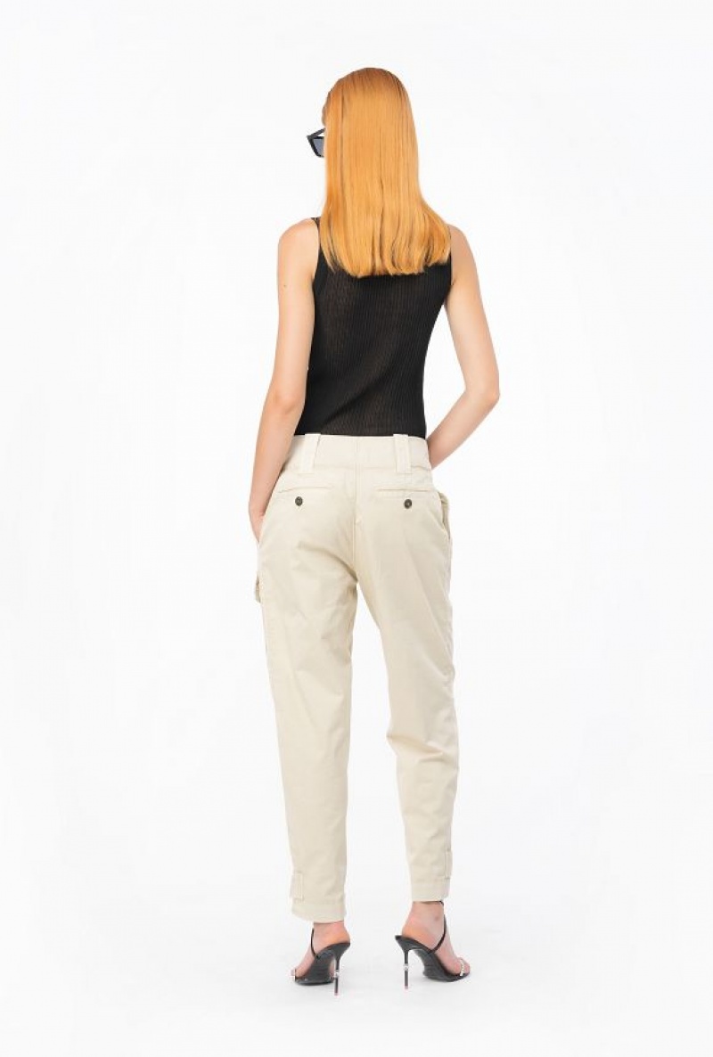 Pinko Stretch Bavlněné Cargo Trousers Béžový Šedé | SN-PKO33794
