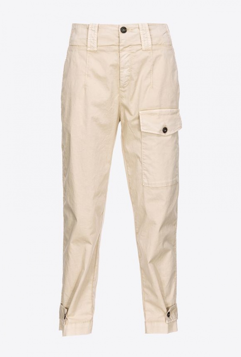 Pinko Stretch Bavlněné Cargo Trousers Béžový Šedé | SN-PKO33794