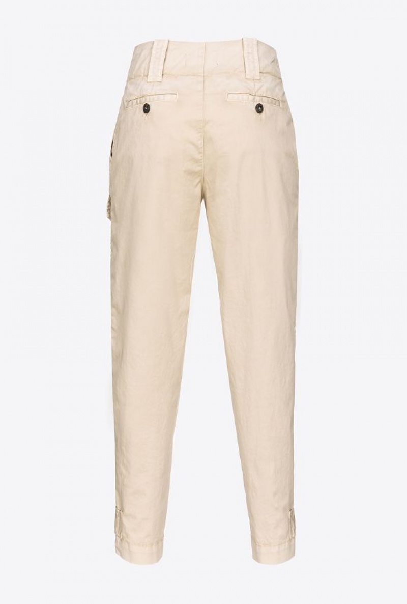 Pinko Stretch Bavlněné Cargo Trousers Béžový Šedé | SN-PKO33794