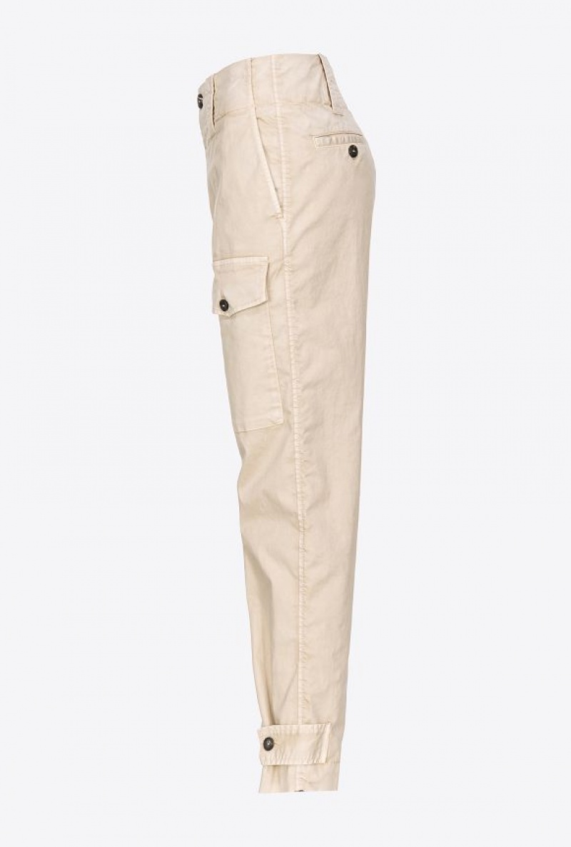 Pinko Stretch Bavlněné Cargo Trousers Béžový Šedé | SN-PKO33794