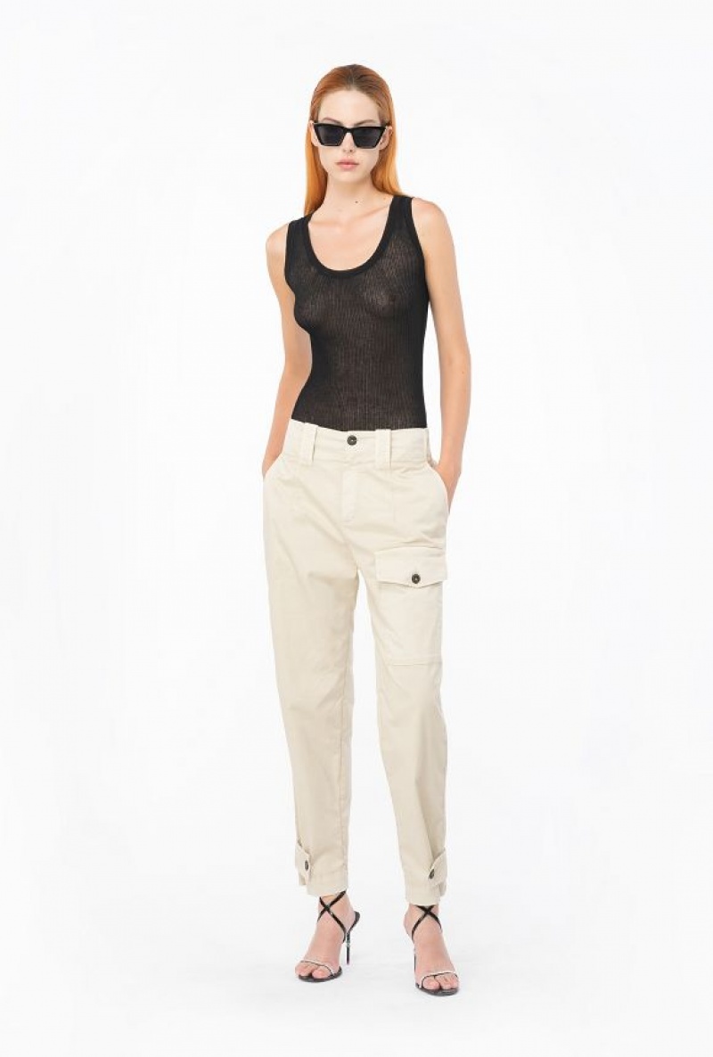 Pinko Stretch Bavlněné Cargo Trousers Béžový Šedé | SN-PKO33794