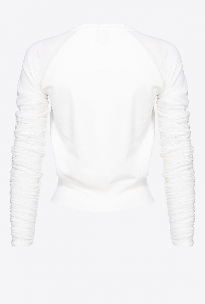 Pinko Svetrové With Tulle Sleeves Bílé | SN-PKO33226