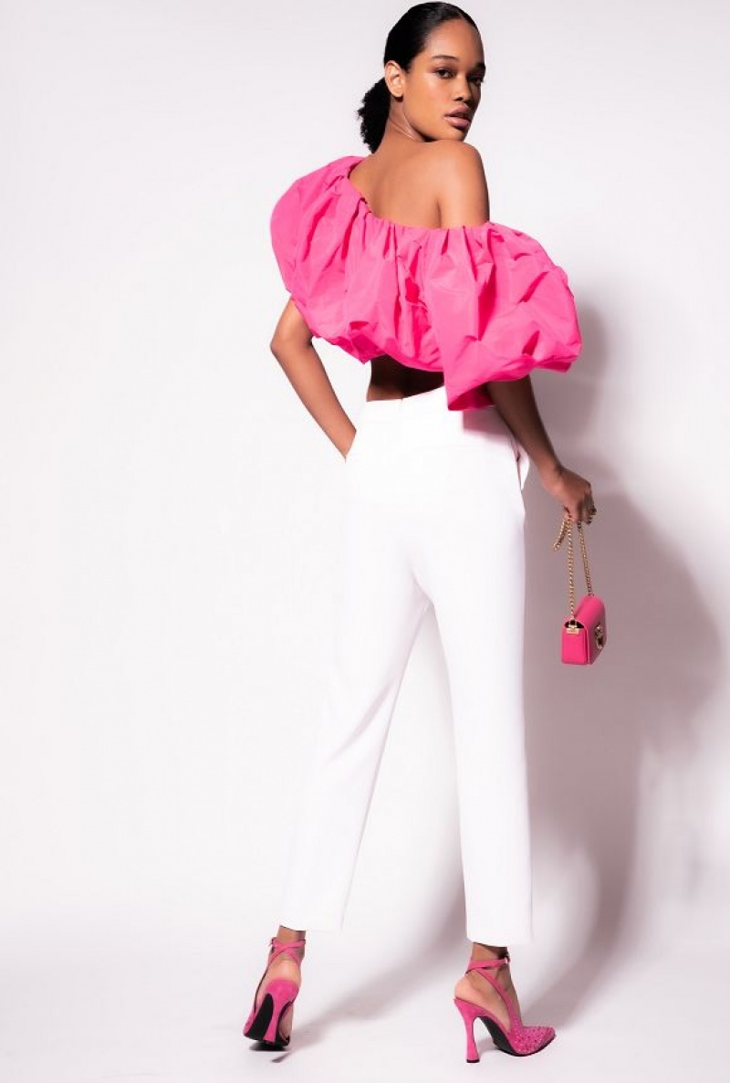 Pinko Technical Crepe Slim-fit Trousers Bílé | SN-PKO33697
