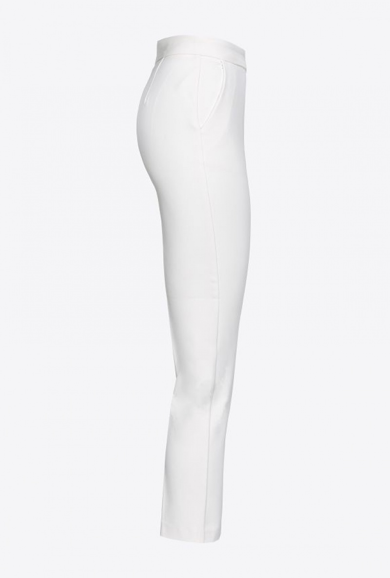 Pinko Technical Crepe Slim-fit Trousers Bílé | SN-PKO33697