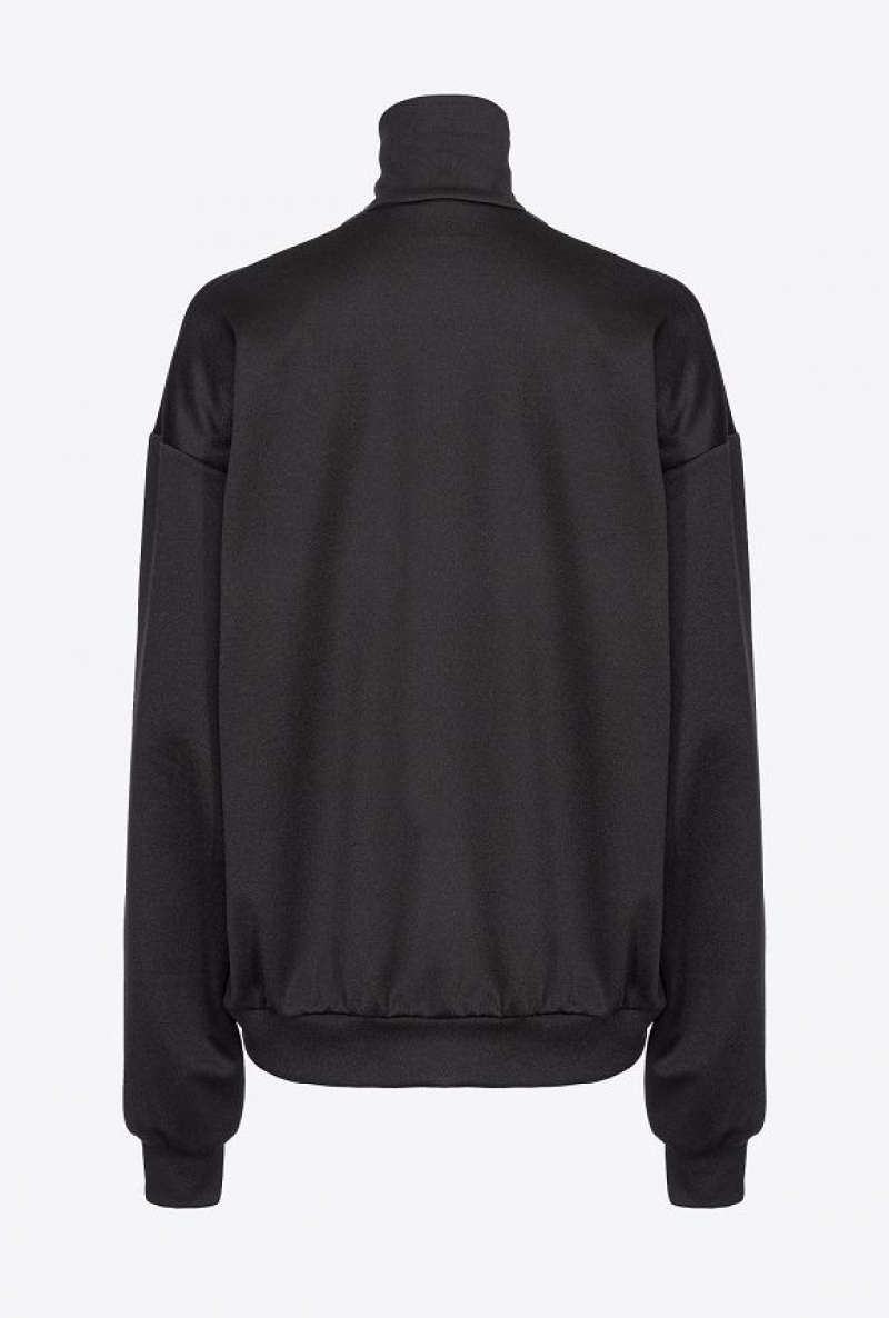 Pinko Technical Fabric Sweatshirt With Studs Černé | SN-PKO33445