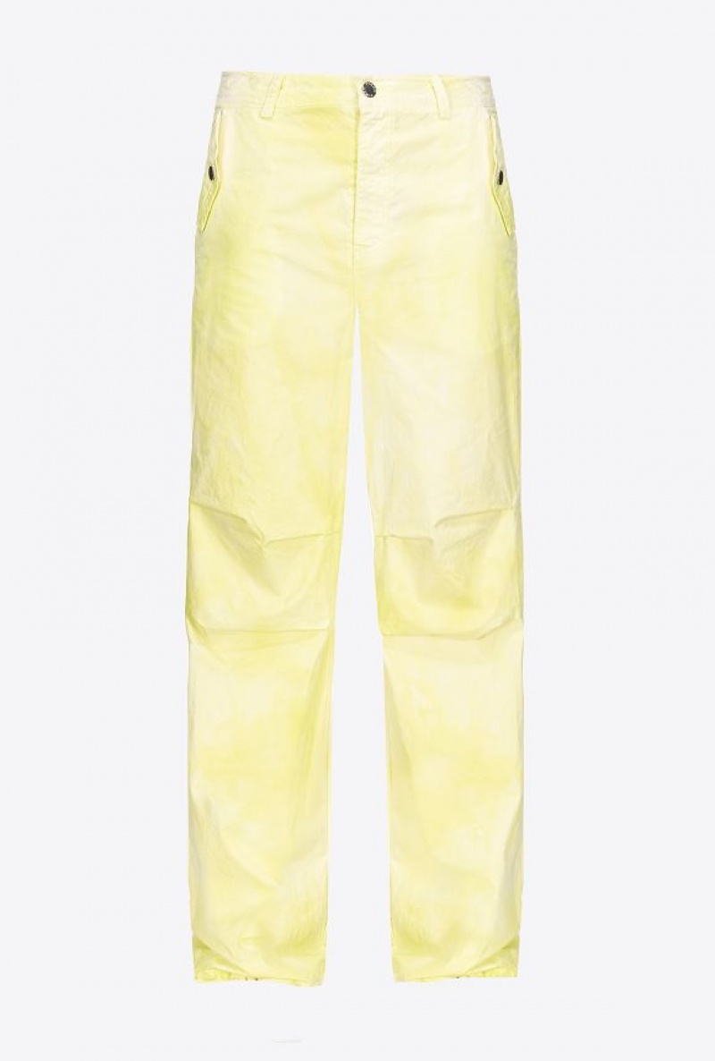 Pinko Tie-dyed Bavlněné Utility Trousers Zelene | SN-PKO33748
