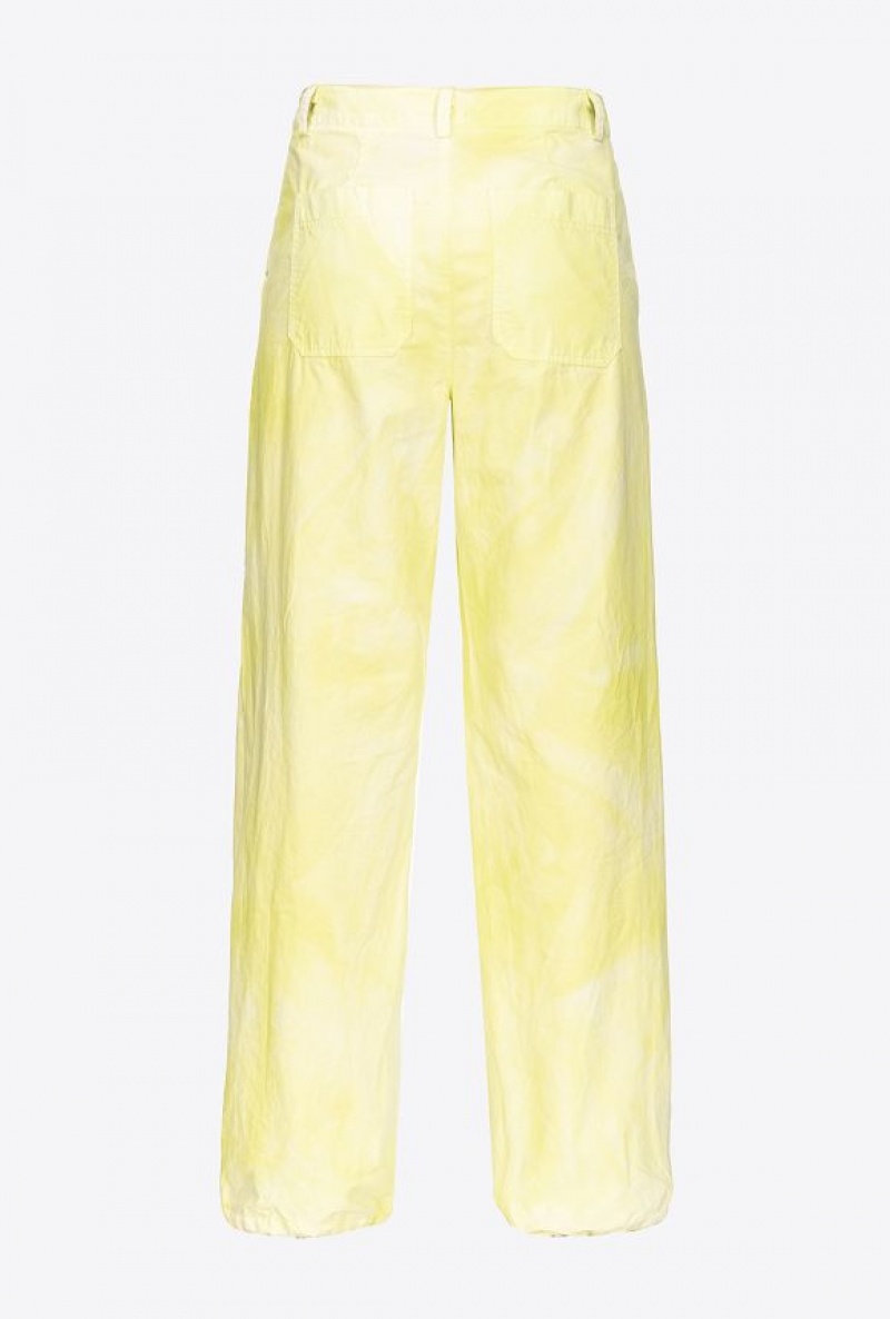Pinko Tie-dyed Bavlněné Utility Trousers Zelene | SN-PKO33748