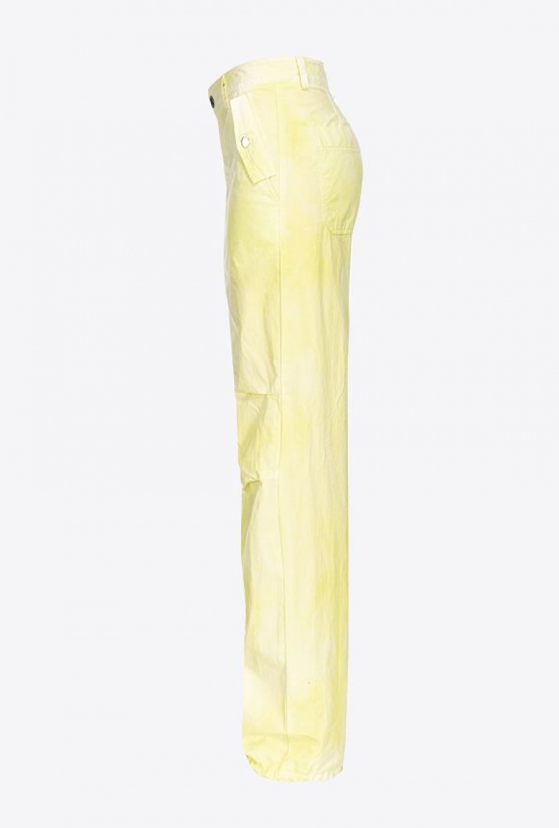 Pinko Tie-dyed Bavlněné Utility Trousers Zelene | SN-PKO33748