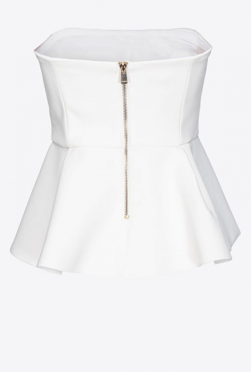 Pinko Top With Large Flounce At The Bottom Bílé | SN-PKO33334