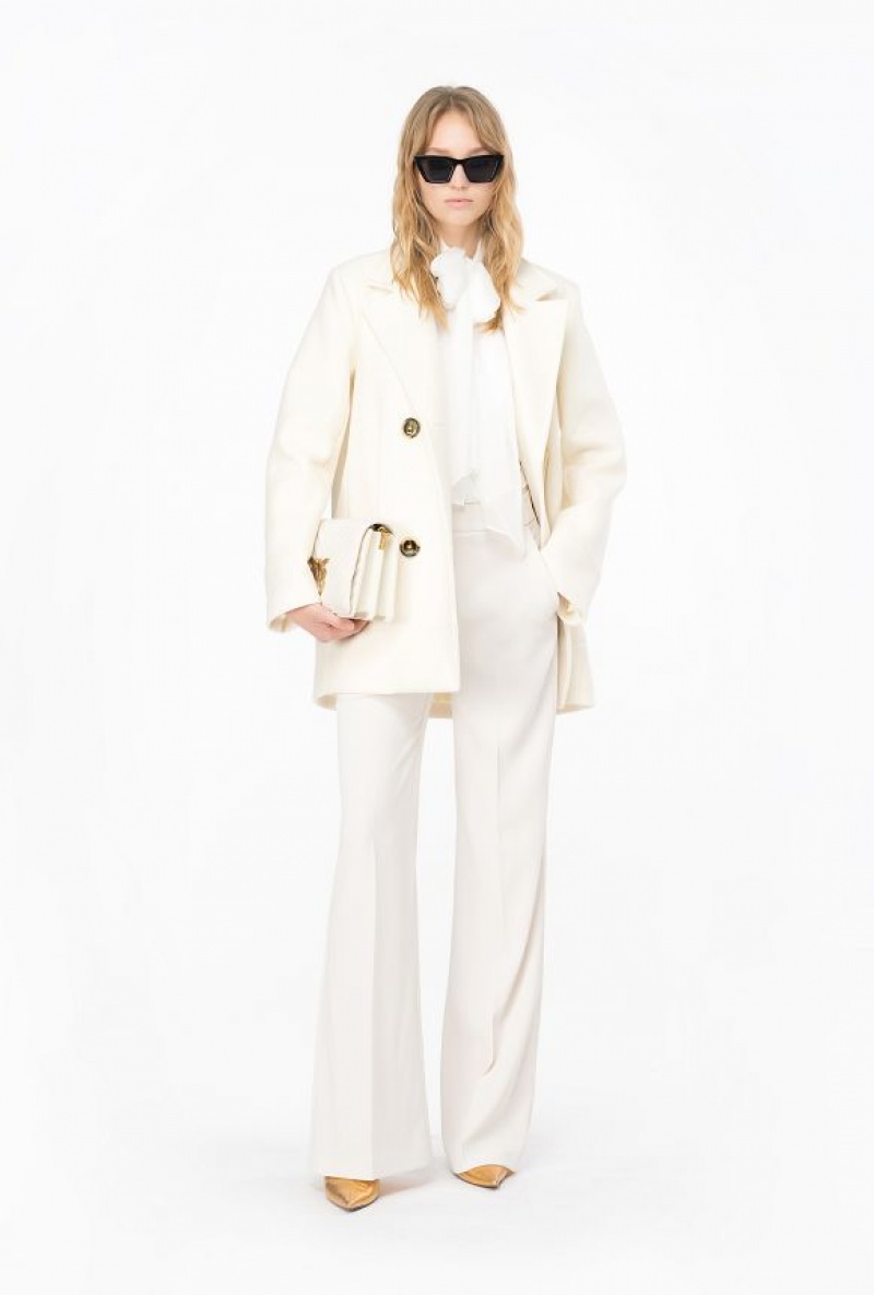 Pinko Trousers With Golden Buttons Bílé | SN-PKO33694