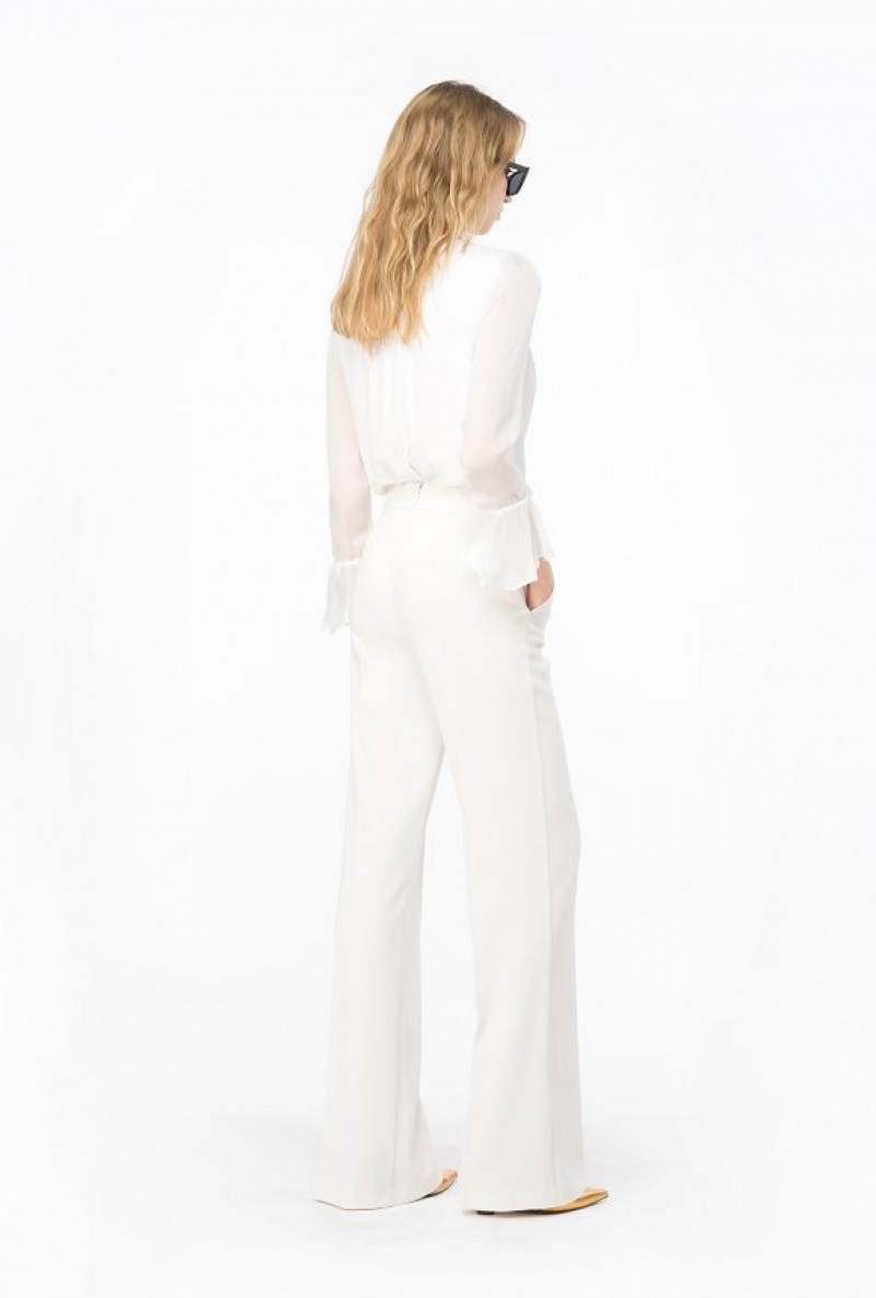 Pinko Trousers With Golden Buttons Bílé | SN-PKO33694
