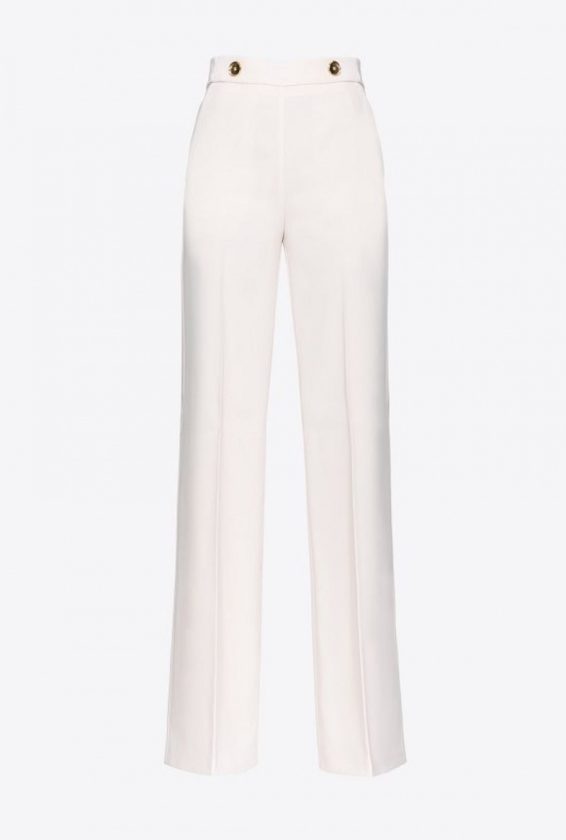 Pinko Trousers With Golden Buttons Bílé | SN-PKO33694