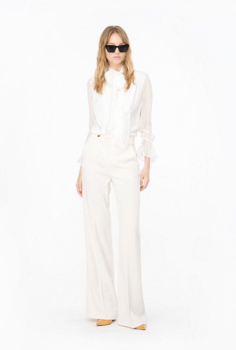 Pinko Trousers With Golden Buttons Bílé | SN-PKO33694