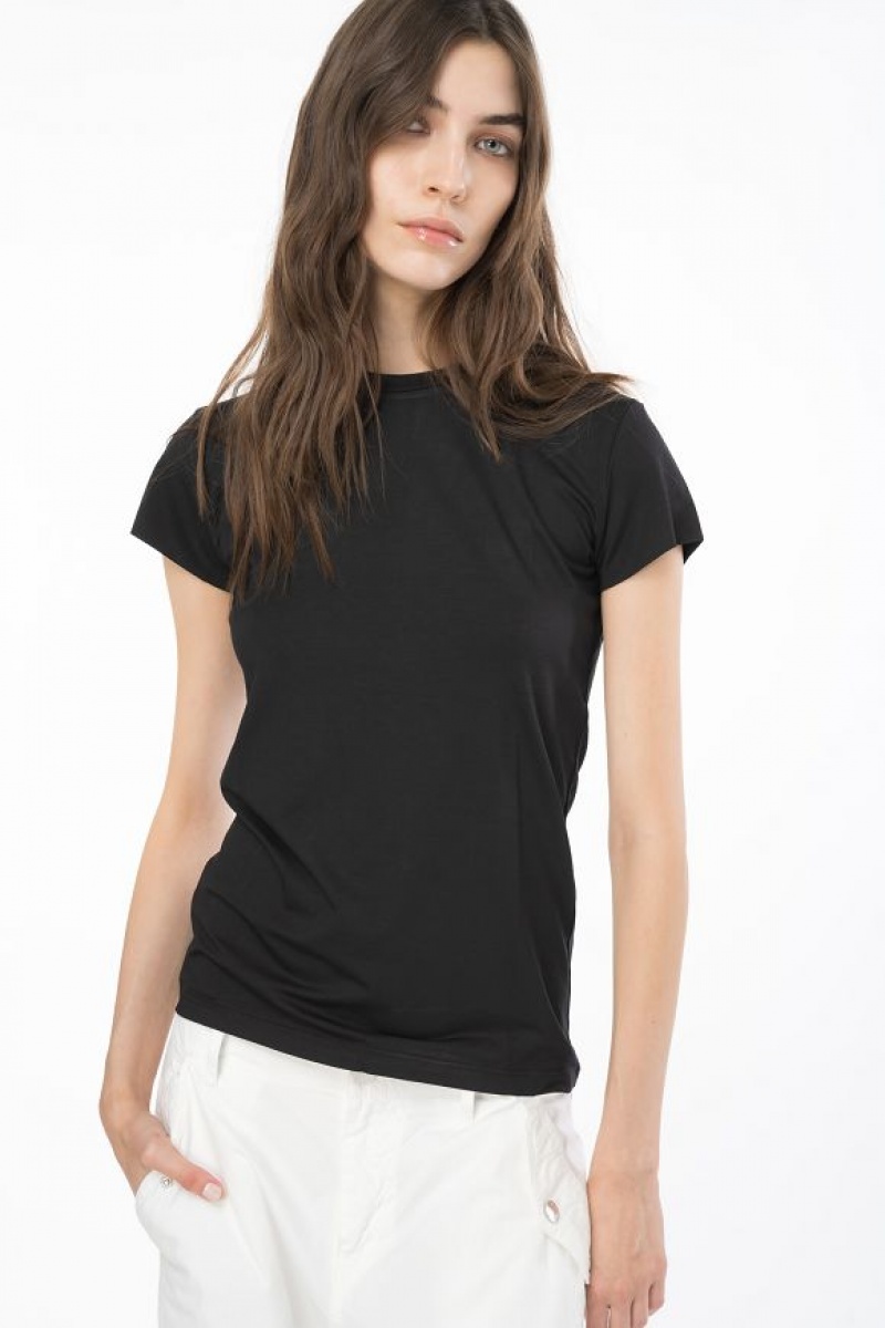Pinko T-shirt With Love Birds Embroidery Černé | SN-PKO33349