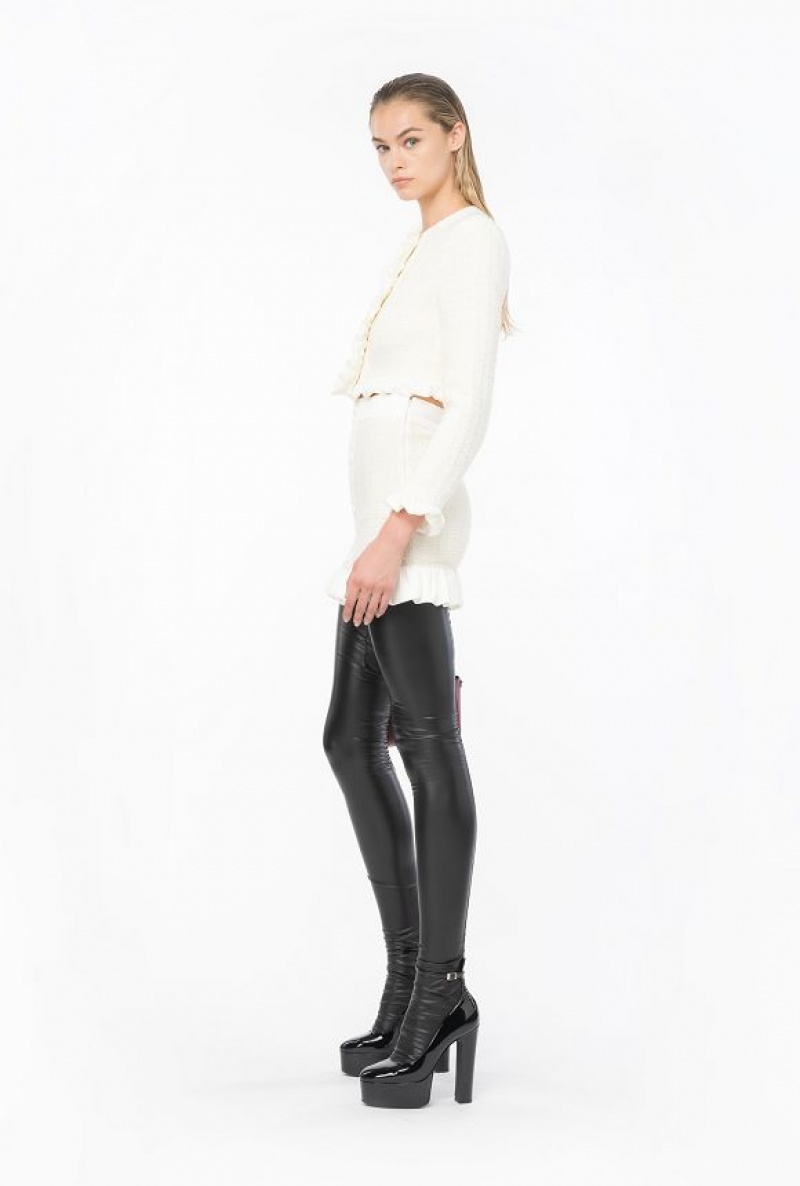 Pinko Tweed Mini Skirt With Ruching Světle Žluté Krém Bílé | SN-PKO33985