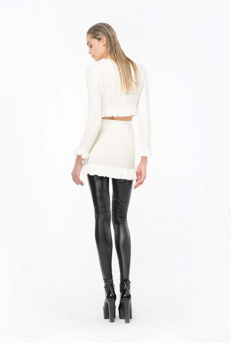 Pinko Tweed Mini Skirt With Ruching Světle Žluté Krém Bílé | SN-PKO33985