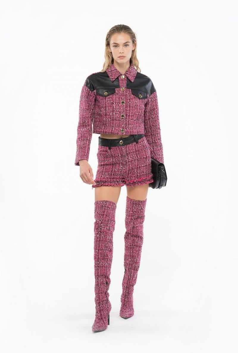 Pinko Tweed Shorts Fuchsie Černé | SN-PKO33717