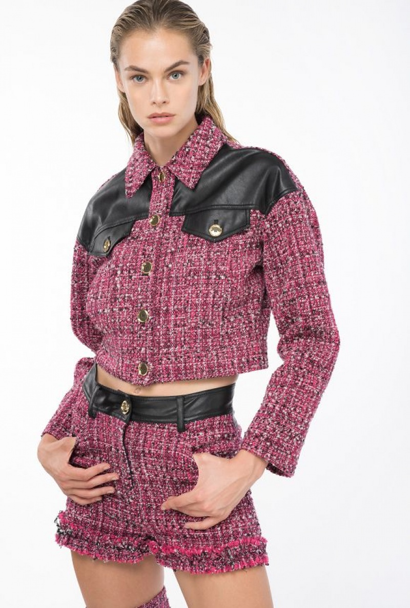 Pinko Tweed Shorts Fuchsie Černé | SN-PKO33717