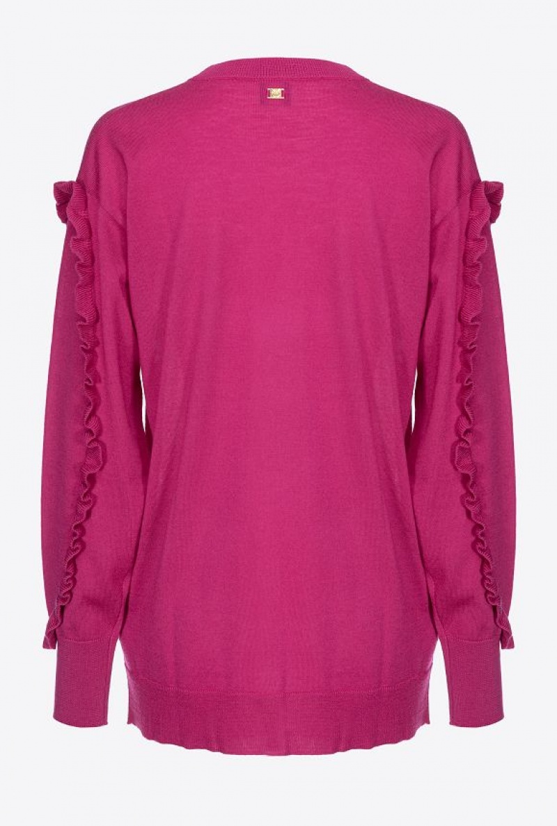 Pinko Vlna Cardigan With Ruching Fialové | SN-PKO33494
