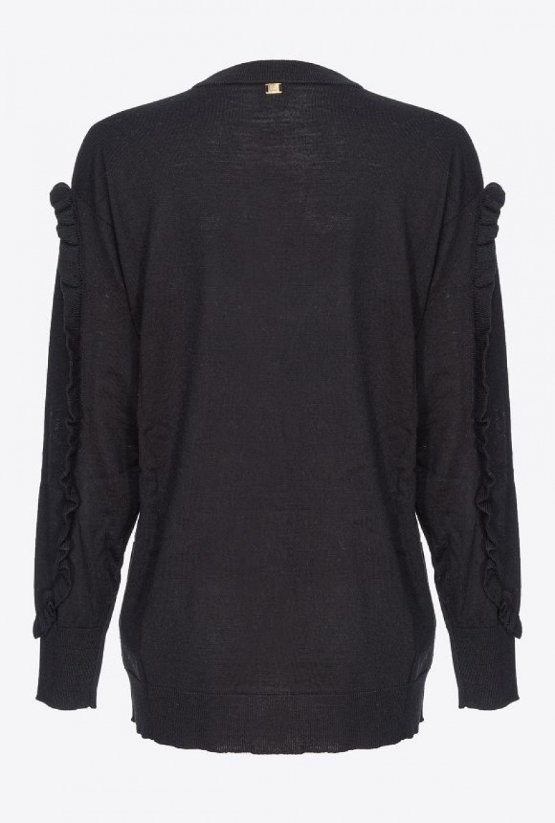 Pinko Vlna Cardigan With Ruching Černé | SN-PKO33477