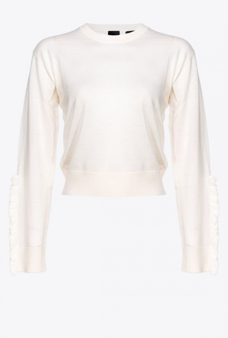 Pinko Vlna Pullover With Ruching Bílé | SN-PKO33483