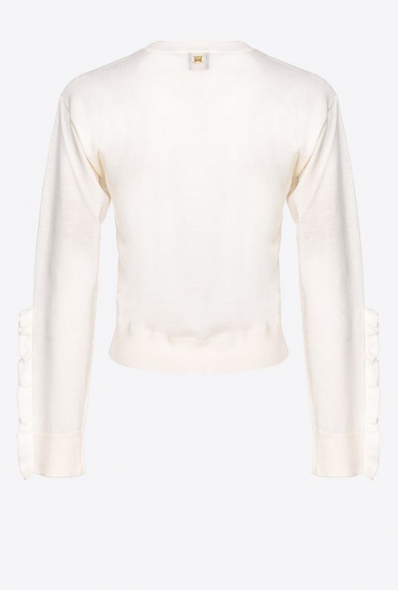 Pinko Vlna Pullover With Ruching Bílé | SN-PKO33483