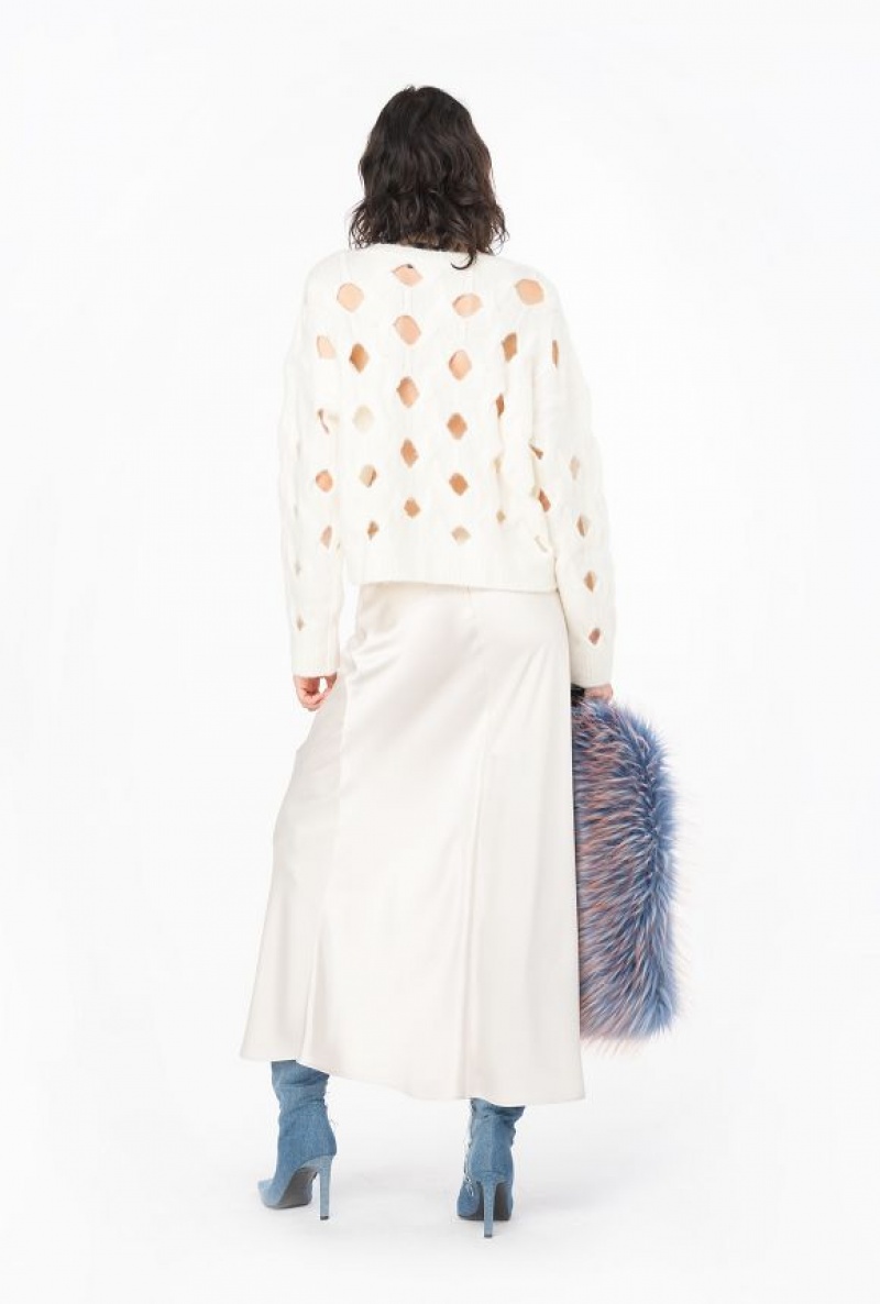 Pinko Vlna-blend Svetrové With Openwork Světle Žluté Krém Bílé | SN-PKO33552