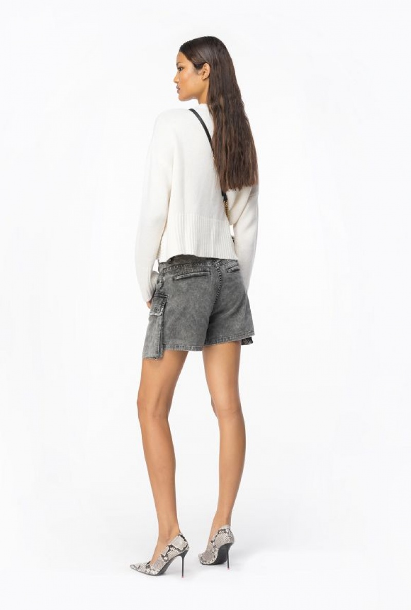Pinko Washed Drill Cargo Shorts Černé | SN-PKO33716