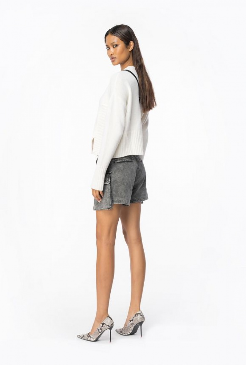 Pinko Washed Drill Cargo Shorts Černé | SN-PKO33716