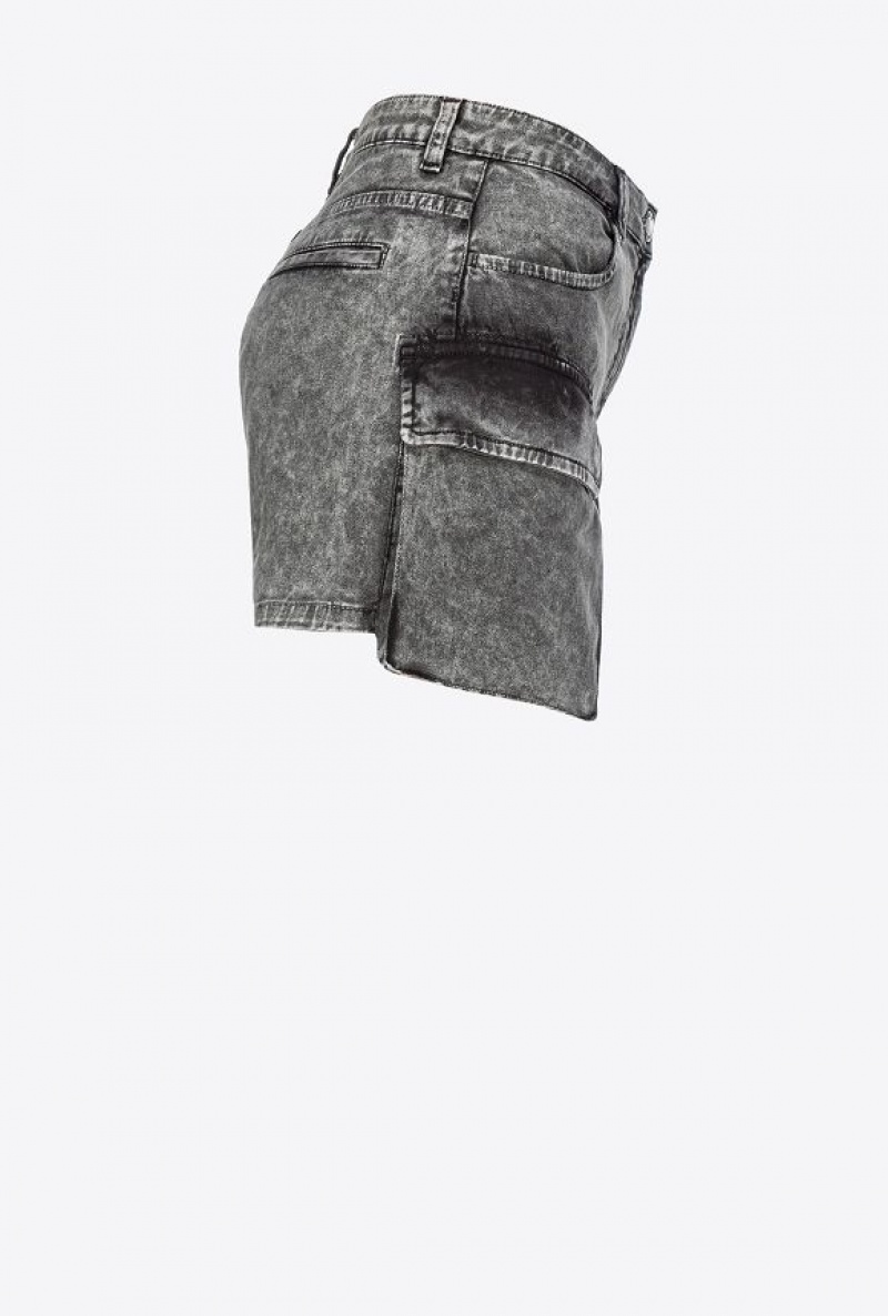 Pinko Washed Drill Cargo Shorts Černé | SN-PKO33716