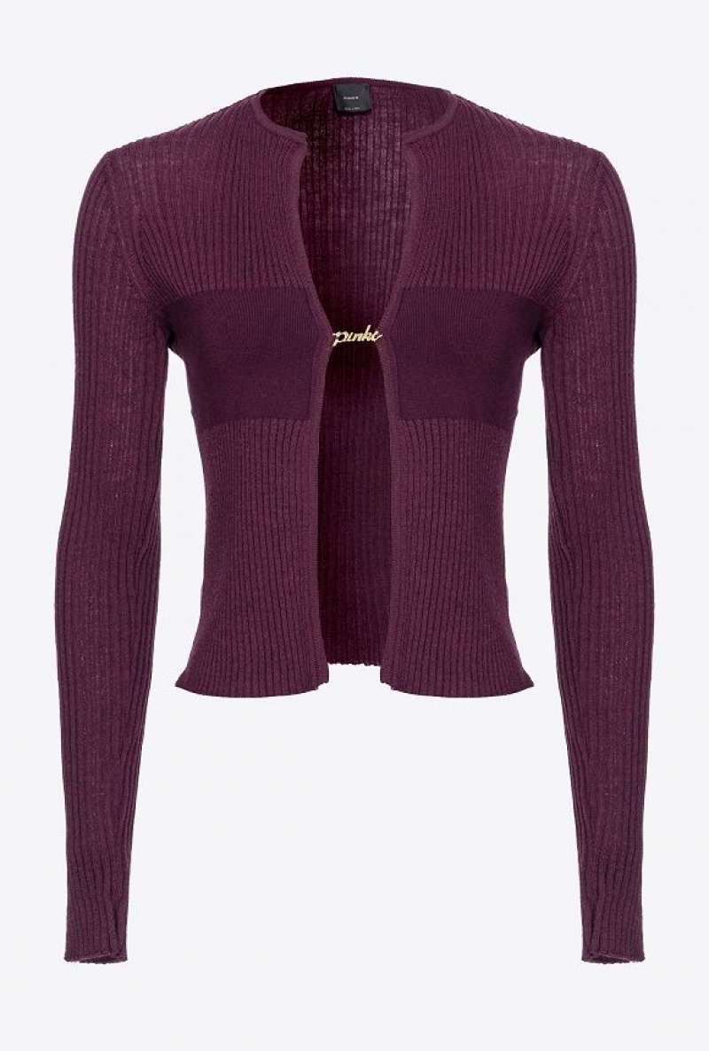 Pinko Žebrovaný Knit Open Cardigan Fialové | SN-PKO33467