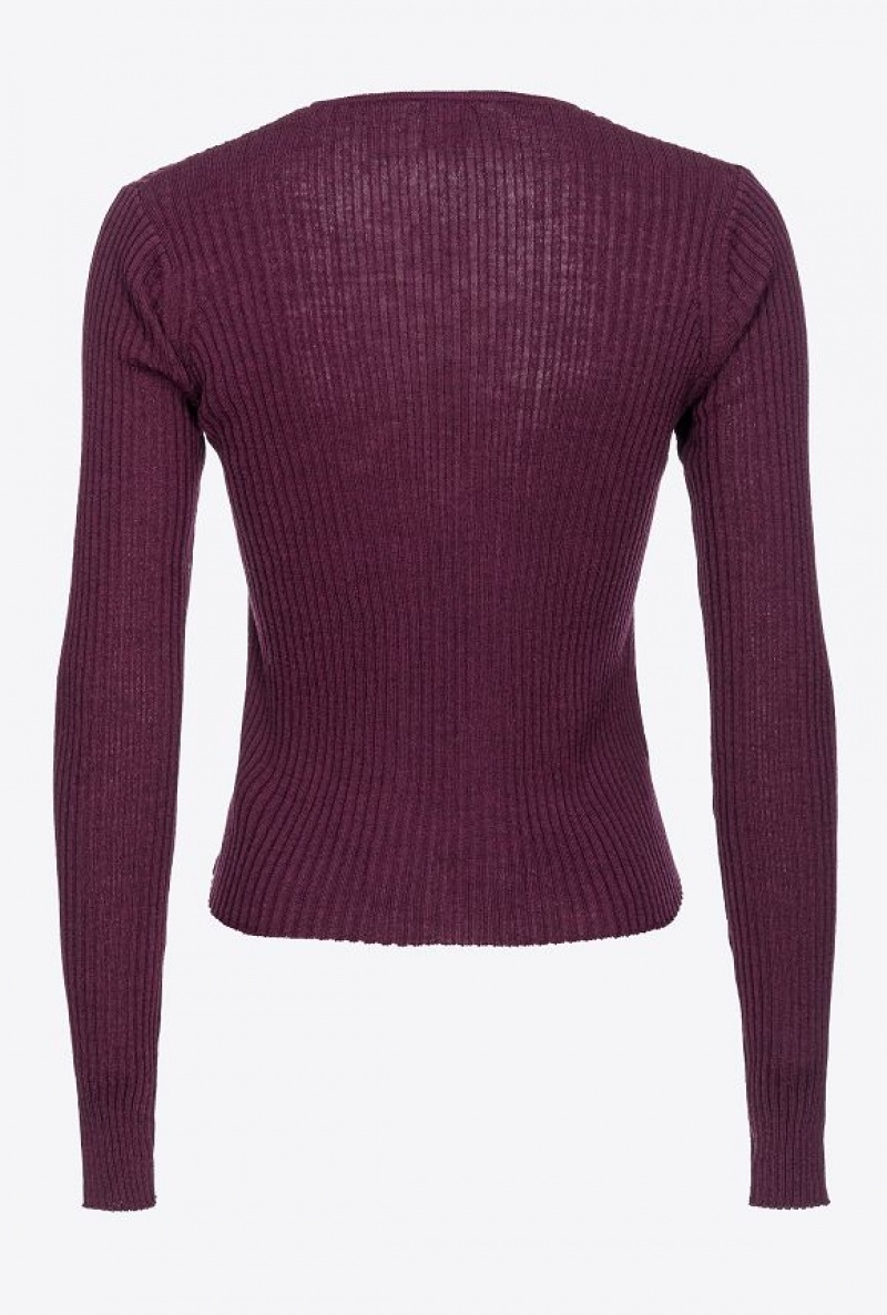 Pinko Žebrovaný Knit Open Cardigan Fialové | SN-PKO33467