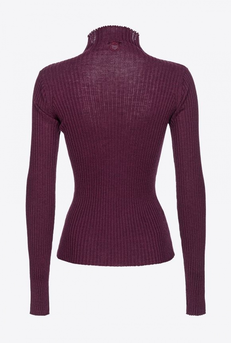 Pinko Žebrovaný Knit Turtleneck Fialové | SN-PKO33419