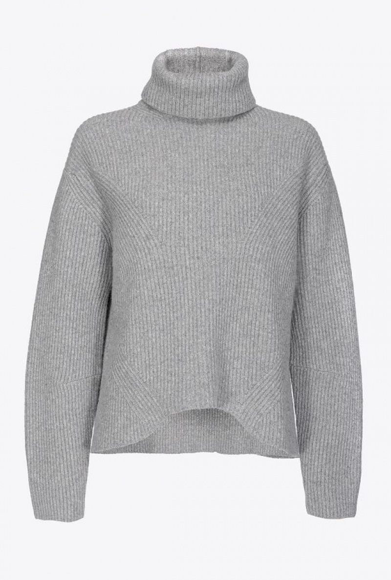 Pinko Žebrovaný Turtleneck Svetrové Šedé Šedé | SN-PKO33504