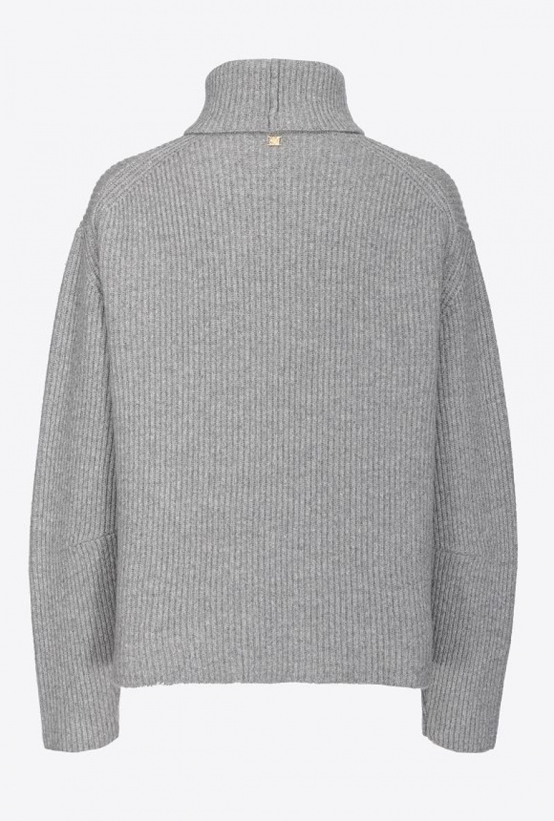 Pinko Žebrovaný Turtleneck Svetrové Šedé Šedé | SN-PKO33504