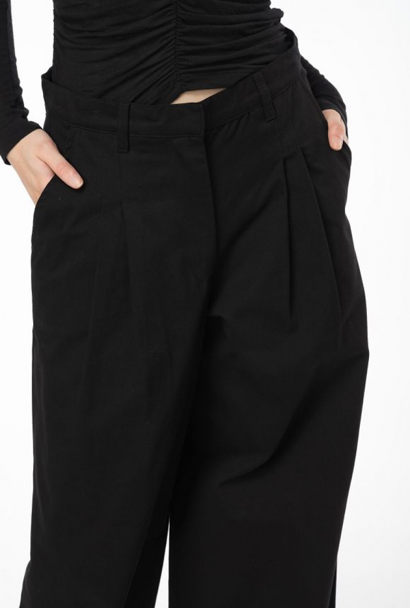 Pinko Široké-leg Bavlněné Trousers Černé | SN-PKO33812