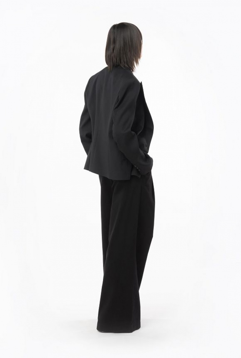 Pinko Široké-leg Bavlněné Trousers Černé | SN-PKO33812